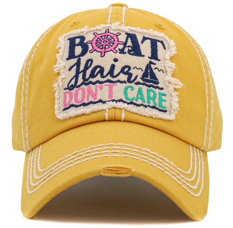 KBV1484 'Boat Hair Don't Care ' Washed Vintage Ballcap - MiMi Wholesale