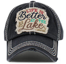 KBV1485'Life is Better on the Lake ' Washed Vintage Ballcap - MiMi Wholesale