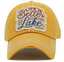 KBV1485'Life is Better on the Lake ' Washed Vintage Ballcap - MiMi Wholesale