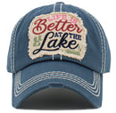 KBV1485'Life is Better on the Lake ' Washed Vintage Ballcap - MiMi Wholesale
