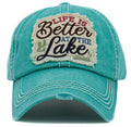 KBV1485'Life is Better on the Lake ' Washed Vintage Ballcap - MiMi Wholesale