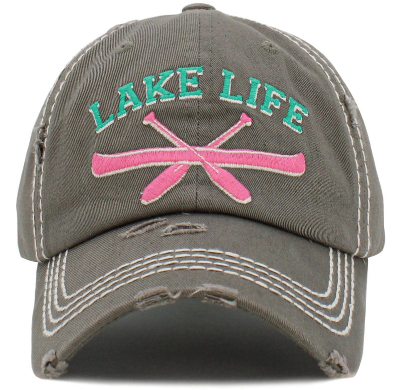 KBV1486 'Lake Life' Washed Vintage Ballcap - MiMi Wholesale