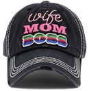 KBV1488 'Wife Mom Boss' Washed Vintage Ballcap - MiMi Wholesale
