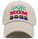 KBV1488 'Wife Mom Boss' Washed Vintage Ballcap - MiMi Wholesale