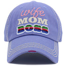KBV1488 'Wife Mom Boss' Washed Vintage Ballcap - MiMi Wholesale