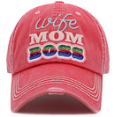 KBV1488 'Wife Mom Boss' Washed Vintage Ballcap - MiMi Wholesale