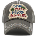 KBV1493 Camp More Worry Less Washed Vintage Ballcap - MiMi Wholesale
