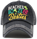 KBV1504 Beaches Booze Besties Washed Vintage Ballcap - MiMi Wholesale