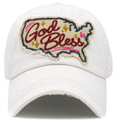 KBV1505 God Bless Washed Vintage Ballcap - MiMi Wholesale