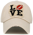 KBV1541 Love Football Washed Vintage Cap - MiMi Wholesale