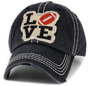 KBV1541 Love Football Washed Vintage Cap - MiMi Wholesale
