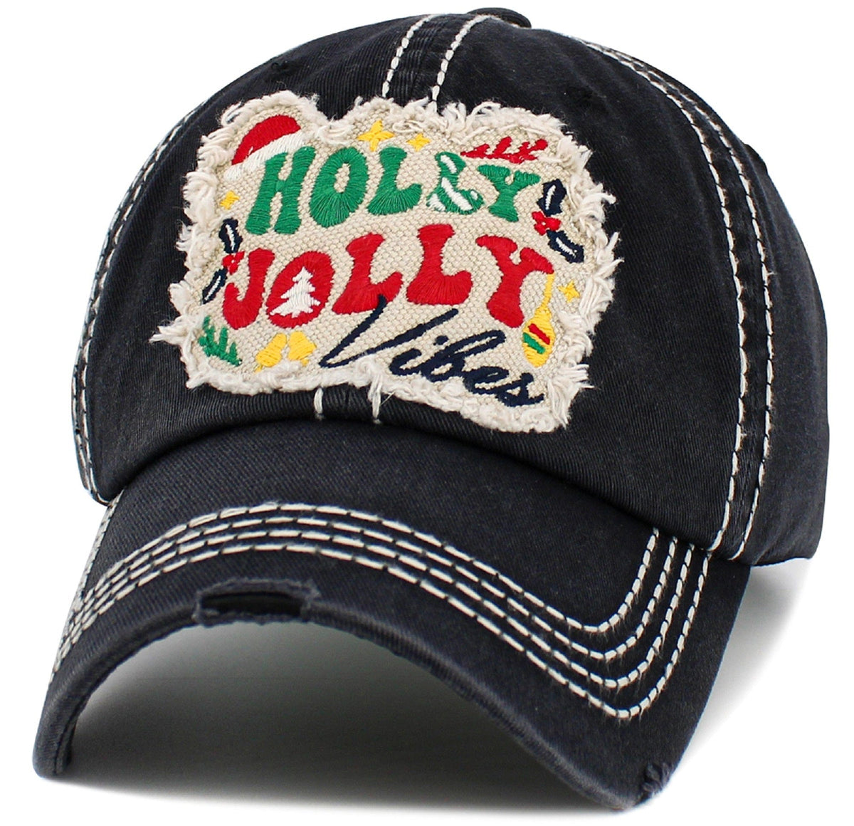 KBV1547 Holly Jolly Vibes Washed Vintage Ballcap - MiMi Wholesale