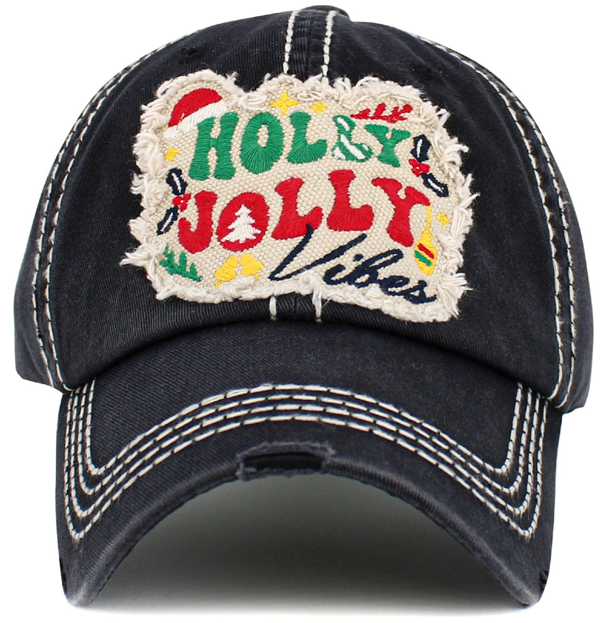 KBV1547 Holly Jolly Vibes Washed Vintage Ballcap - MiMi Wholesale