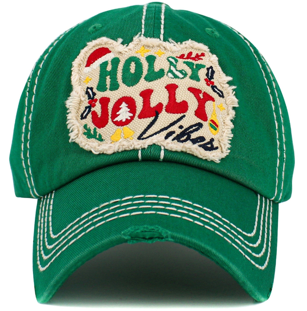 KBV1547 Holly Jolly Vibes Washed Vintage Ballcap - MiMi Wholesale