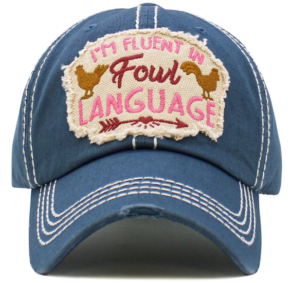 KBV1568 I'm Fluent In Fowl Language Washed Vintage Ballcap - MiMi Wholesale