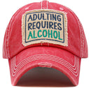 KBV1569 Adulting Requires Alcohol Washed Vintage Ballcap - MiMi Wholesale