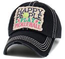 KBV1572 Happy People Play Pickleball Washed Vintage Ballcap - MiMi Wholesale