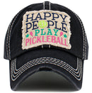 KBV1572 Happy People Play Pickleball Washed Vintage Ballcap - MiMi Wholesale