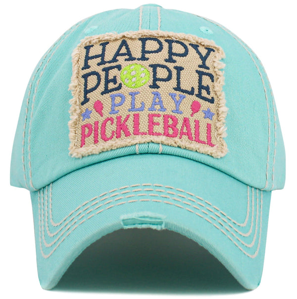 KBV1572 Happy People Play Pickleball Washed Vintage Ballcap - MiMi Wholesale