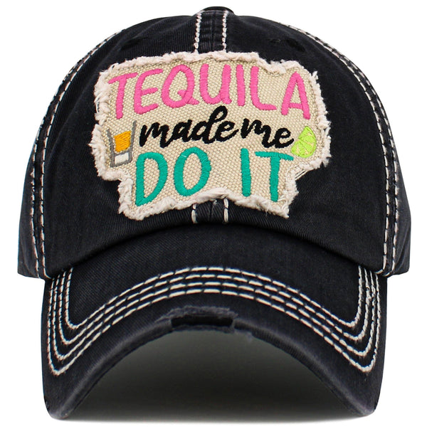 KBV1576 Tequila Made Me Washed Vintage Ballcap - MiMi Wholesale