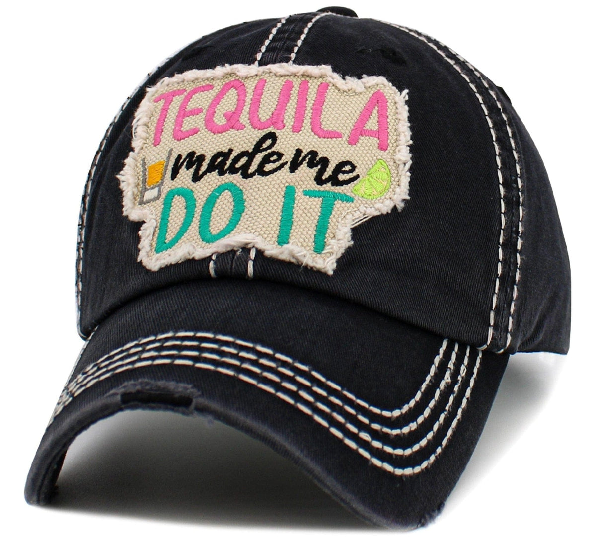 KBV1576 Tequila Made Me Washed Vintage Ballcap - MiMi Wholesale