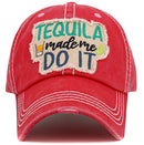 KBV1576 Tequila Made Me Washed Vintage Ballcap - MiMi Wholesale