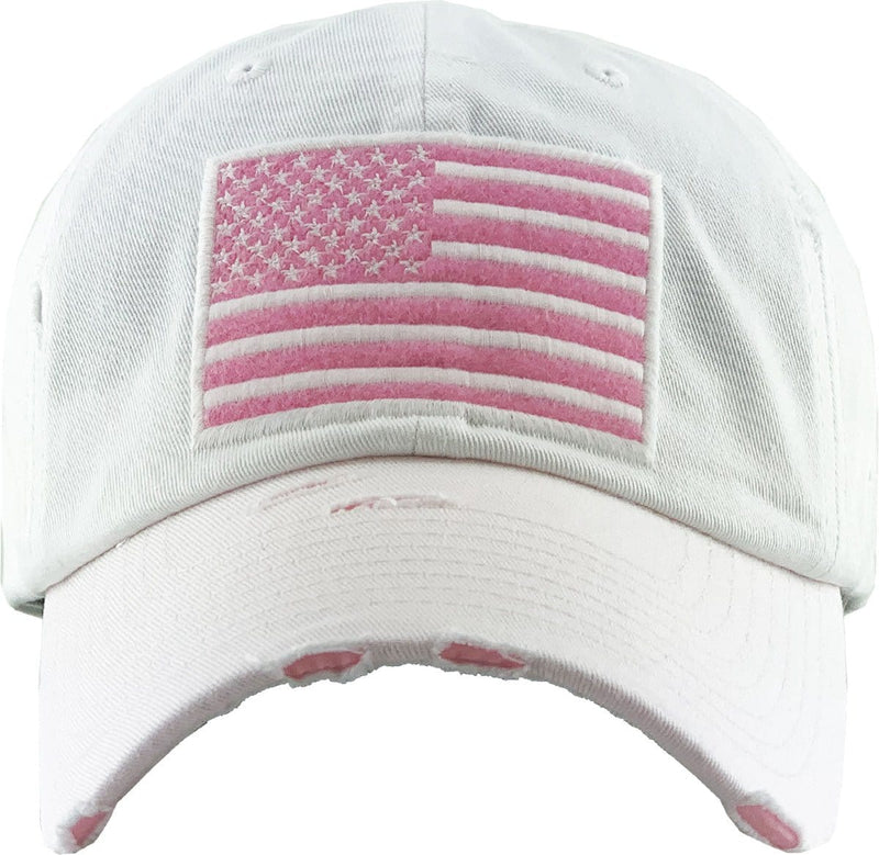 KBVT209 American Flag Washed Vintage Distressed Baseball Cap - MiMi Wholesale
