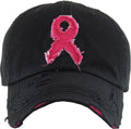 KBVT212 Breast Cancer Ribbon Vintage Washed Baseball Cap - MiMi Wholesale