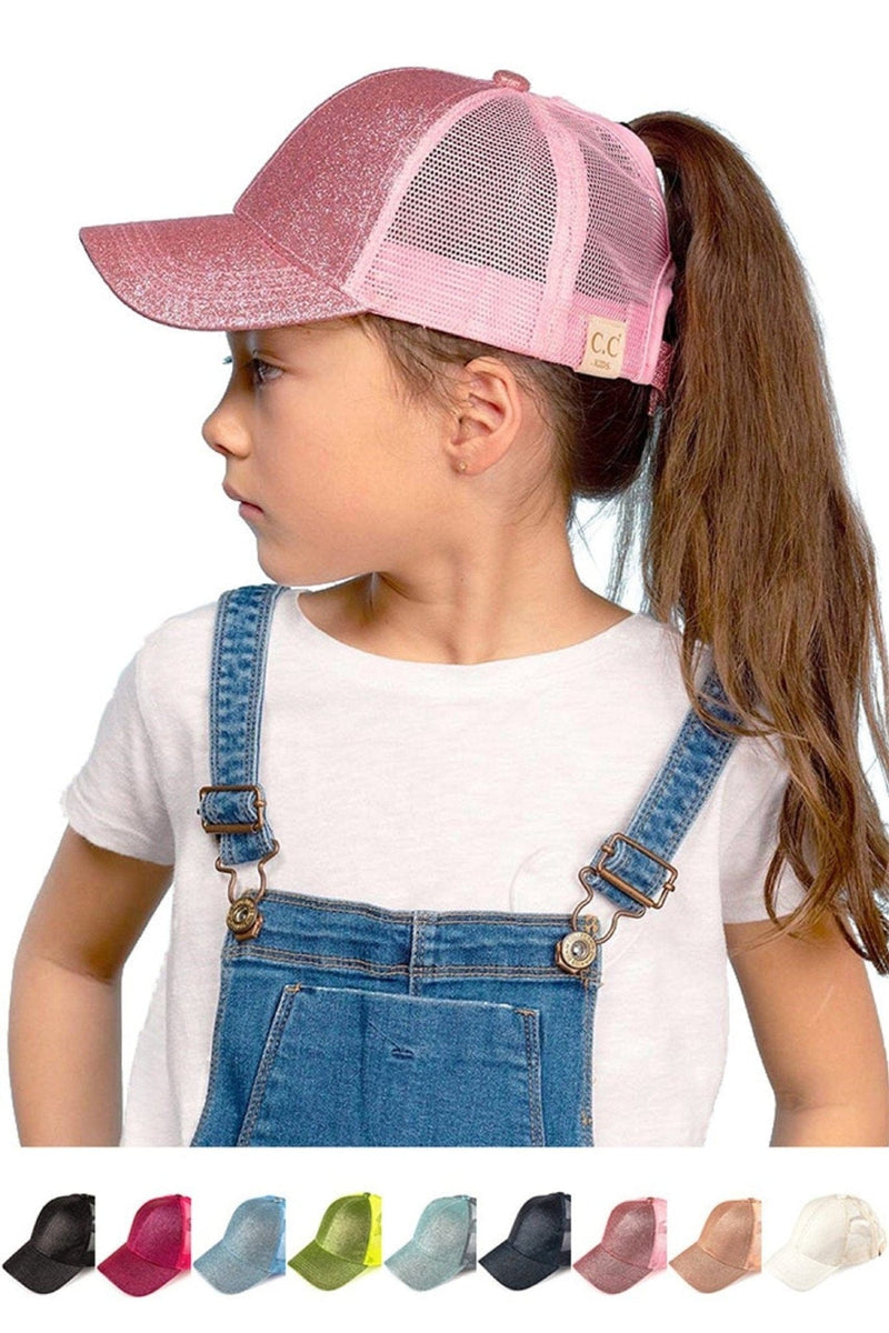 KIDSBT6 Kids Glitter High Pony Baseball Cap - MiMi Wholesale