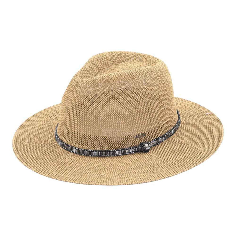 KP014 C.C Brand Lilian Multi Thread Rhinestone Band Panama Hat - MiMi Wholesale