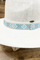 KPC0001 Winnie Aztec Beads Trim Band Panama Hat - MiMi Wholesale