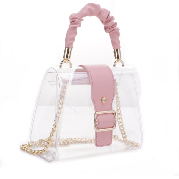 KS25748CL Tammy Clear Mini Satchel With Chain Strap - MiMi Wholesale