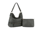 L0308 Zipper Detail 2-in-1 Soft Hobo Shoulder Bag - MiMi Wholesale