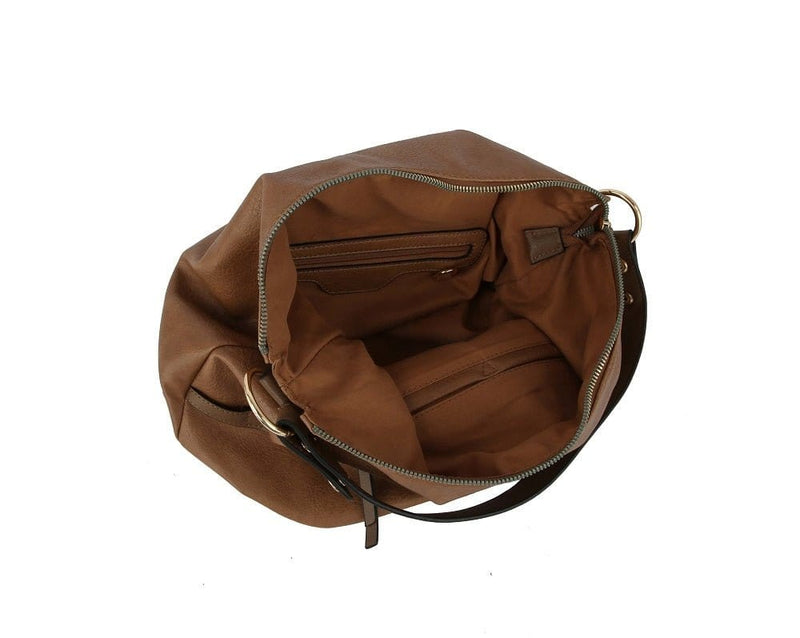 L0308 Zipper Detail 2-in-1 Soft Hobo Shoulder Bag - MiMi Wholesale
