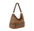 L0308 Zipper Detail 2-in-1 Soft Hobo Shoulder Bag - MiMi Wholesale