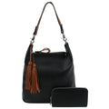 LD1431-1W 2-in-1 Double Tassel Soft Shoulder Bag w/ Wallet - MiMi Wholesale