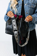 LD150Z 2 in 1 Kayla Tassel Bucket Bag With Guitar Strap - MiMi Wholesale