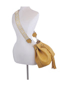 LD150Z 2 in 1 Kayla Tassel Bucket Bag With Guitar Strap - MiMi Wholesale