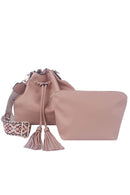 LD150Z 2 in 1 Kayla Tassel Bucket Bag With Guitar Strap - MiMi Wholesale