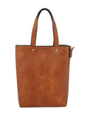 LD153 Smooth Textured Tote Bag With Pattern Strap - MiMi Wholesale