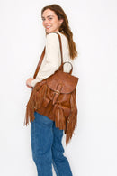 LDM001 Darlene Buckle Flap Fringe Backpack - MiMi Wholesale