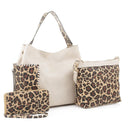 LF5037LT Braided Edge Pockets Leopard Print 3-in-1 Shoulder Bag - MiMi Wholesale