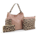 LF5037LT Braided Edge Pockets Leopard Print 3-in-1 Shoulder Bag - MiMi Wholesale
