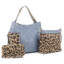 LF5037LT Braided Edge Pockets Leopard Print 3-in-1 Shoulder Bag - MiMi Wholesale