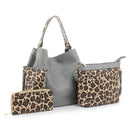 LF5037LT Braided Edge Pockets Leopard Print 3-in-1 Shoulder Bag - MiMi Wholesale