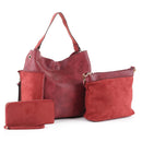 LF5037UT Faux Suede 3-in-1 Shoulder Bag/Crossbody/Wallet - MiMi Wholesale