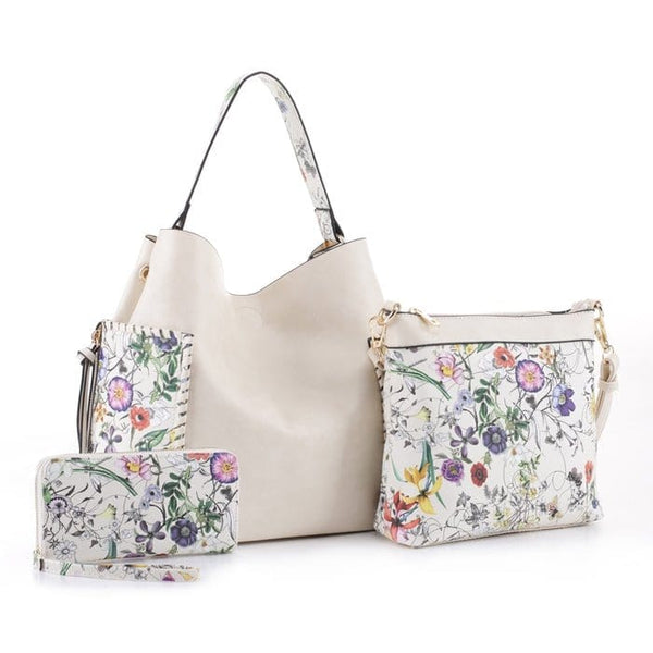 LF5090AT Floral Monogrammable Three-in-One Shoulder Bag/Crossbody/Wallet - MiMi Wholesale