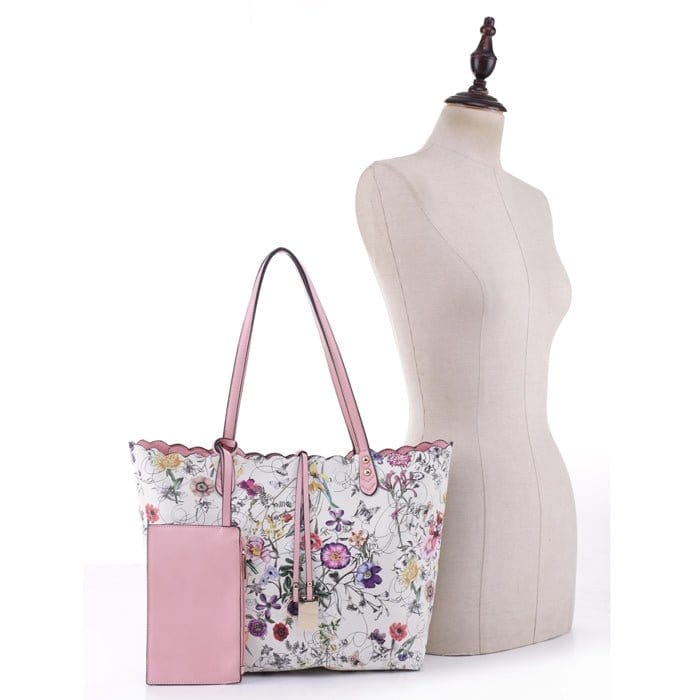 LF5112T Floral Print 3-in-1 Tote/Wristlet/Zipper Wallet - MiMi Wholesale