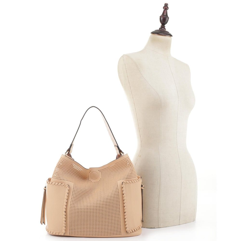 LF5118S Braided Handle Whipstitch 2-in1 Shoulder Bag/Crossbody - MiMi Wholesale
