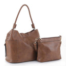 LF5118S Braided Handle Whipstitch 2-in1 Shoulder Bag/Crossbody - MiMi Wholesale